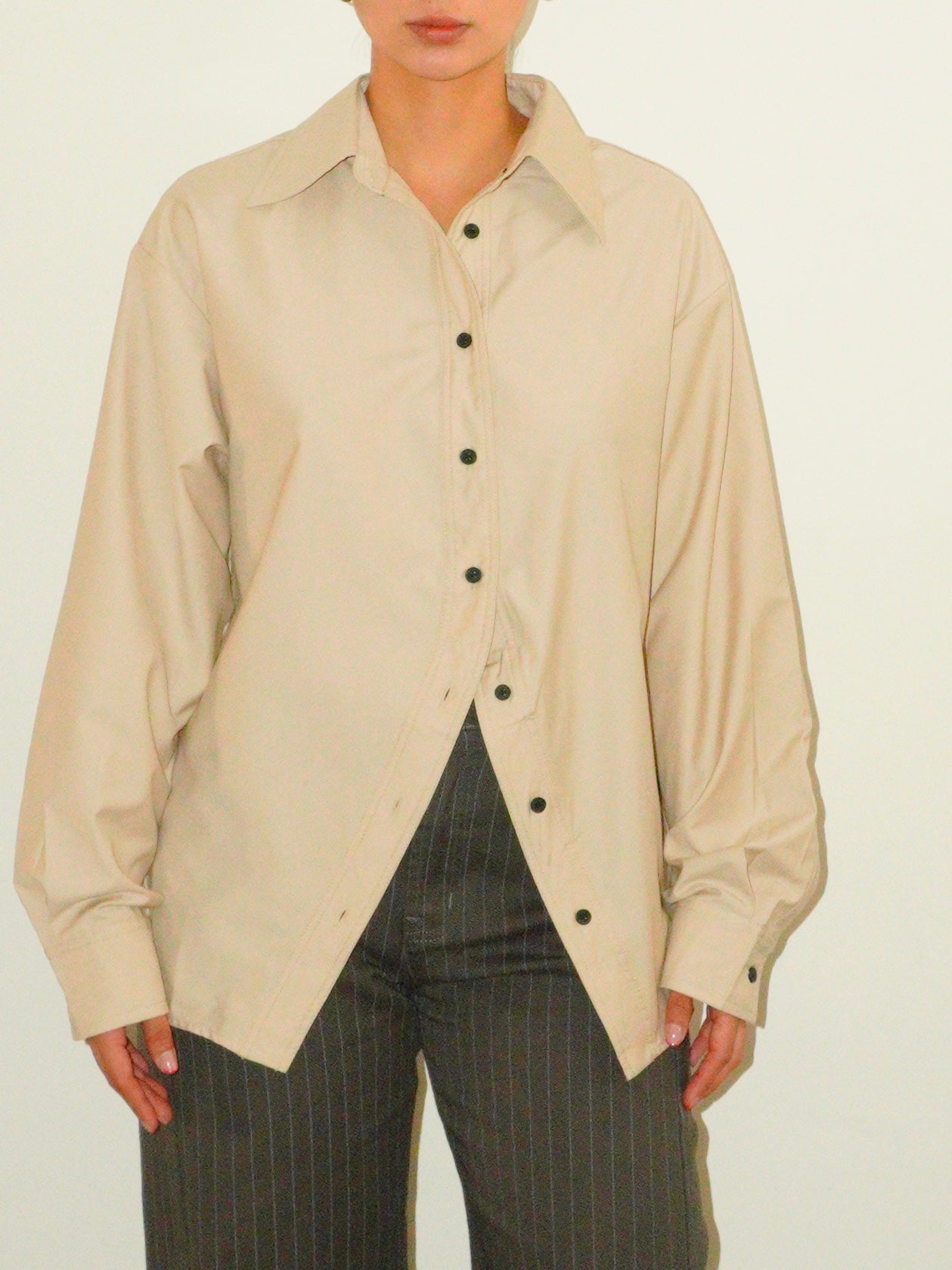 Camisa Beige Manga Larga
