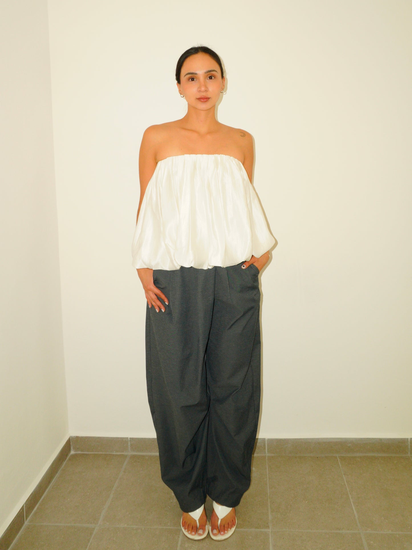 Blusa Globo Satinada Ivory