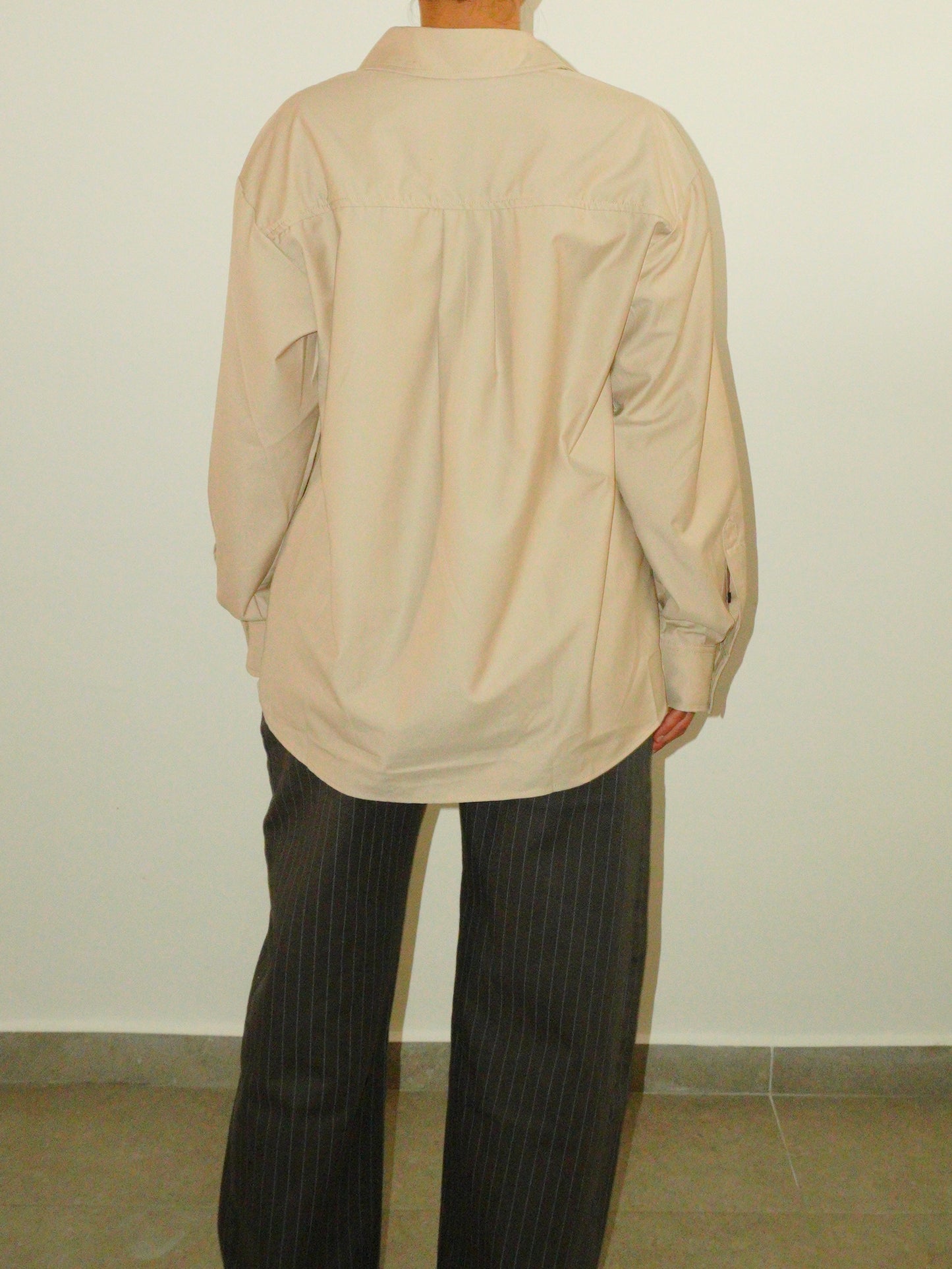 Camisa Beige Manga Larga