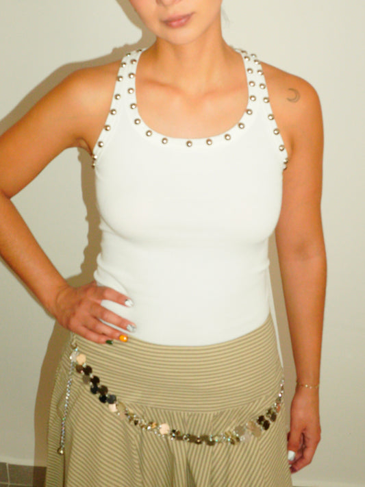 Tank Top Blanco Estoperoles