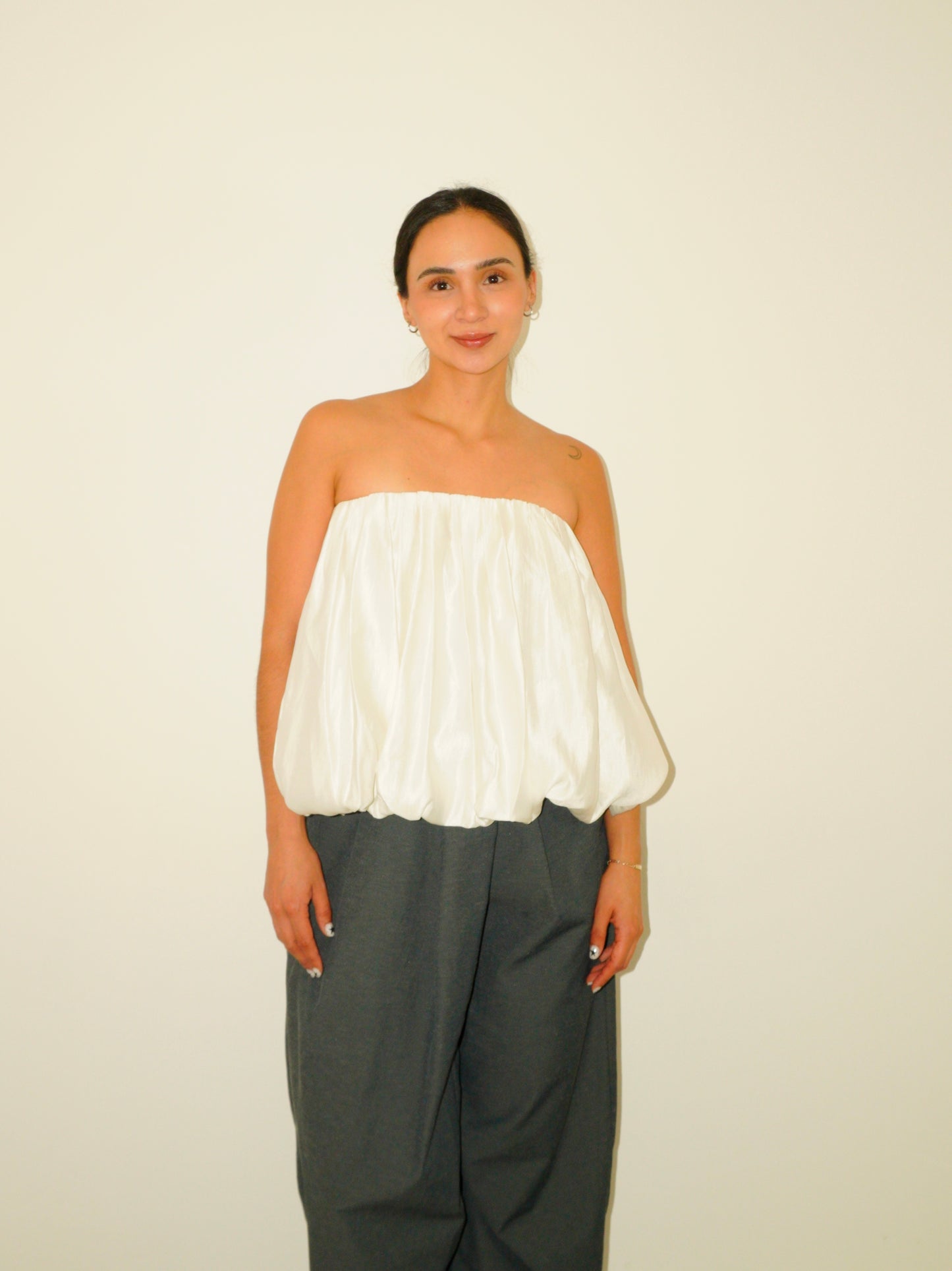 Blusa Globo Satinada Ivory