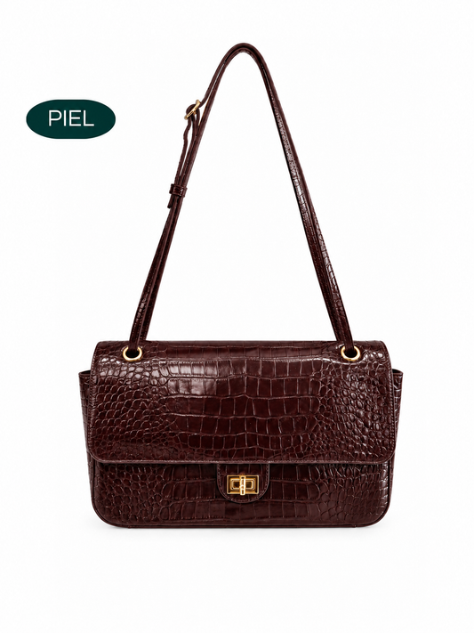 Bolso Helena Croco Café Mediana
