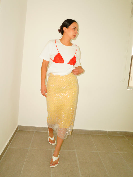 Falda Midi Amarilla