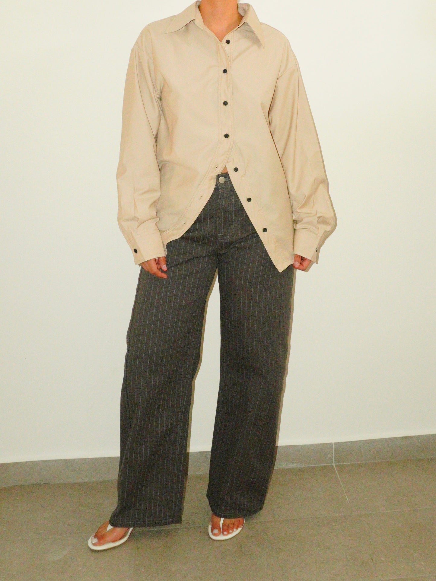 Camisa Beige Manga Larga