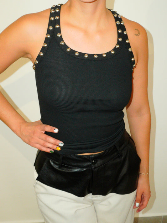 Tank Top Negro Estoperoles