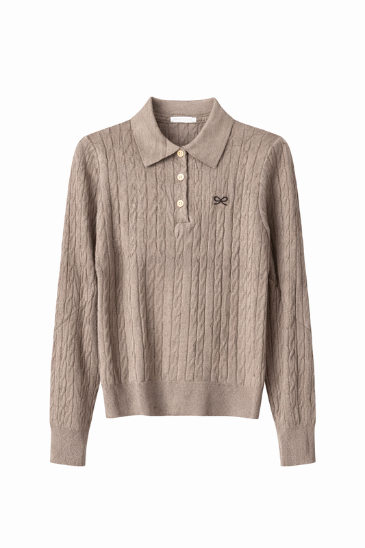 Suéter tipo Polo Taupe