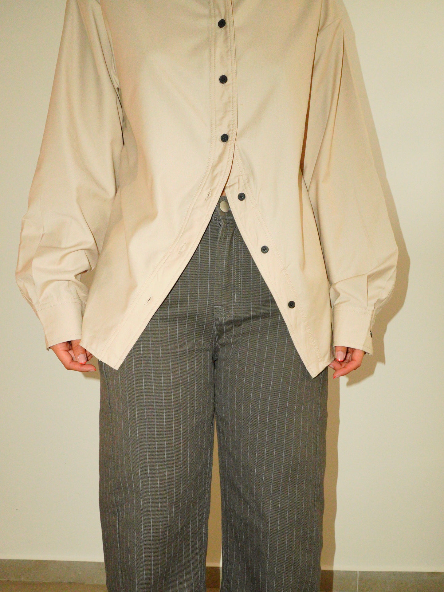 Camisa Beige Manga Larga